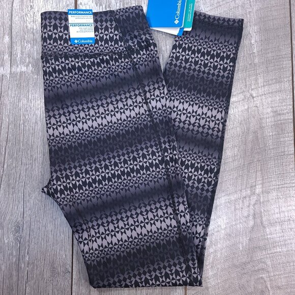 Columbia Leggings Womens Large Gray Fair Isle Trail Bound Omni Wick Stretch - Picture 1 of 9
